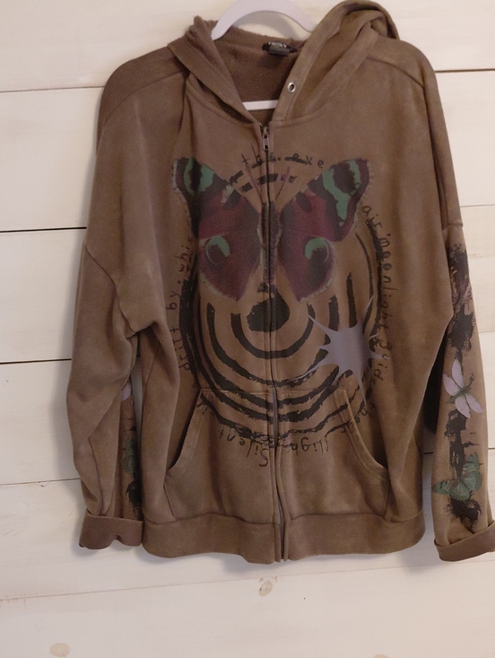 Thorn & Fable Tops - Thorn & Fable Insect Zip-up Hoodie XL Brown Great For Fall